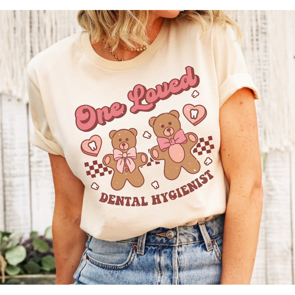 One Dental Hygienist Shirt, Groovy Valentines Day Dentist Squad Tee, Retro Pediatric Assistant Tee, Candy Hearts Registered Tooth Cupid Gift.jpg