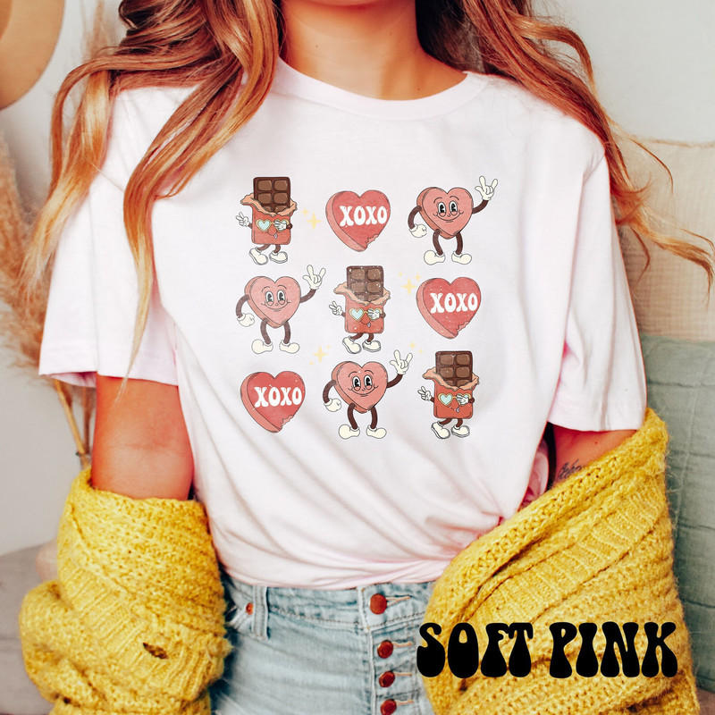 Chocolate Heart XOXO Shirt, Groovy Retro Valentines Day Shirts For Woman, Cute Valentine Tee, Valentines Day Gift, Vintage Valentine Shirt.jpg