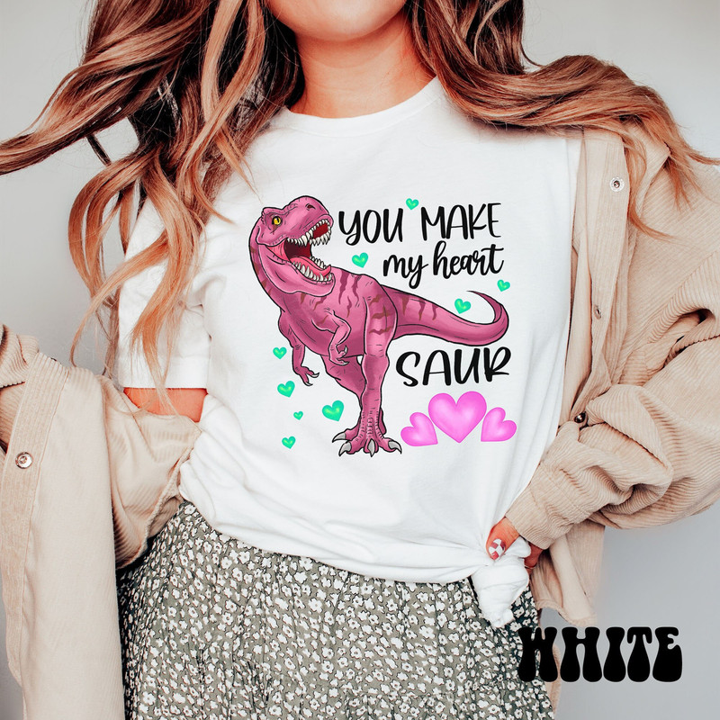 Dinosaur Valentines Shirt For Women, Rawr Roar Sweater, Heart Shirt, Cute Valentine Shirt, Valentines Day Gift, Dino Valentines, Pastel Tee.jpg