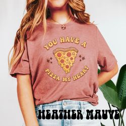 pizza my heart retro valentine t-shirt, groovy valentines day y2k tee, cute hearts valentines shirt, retro valentines cr