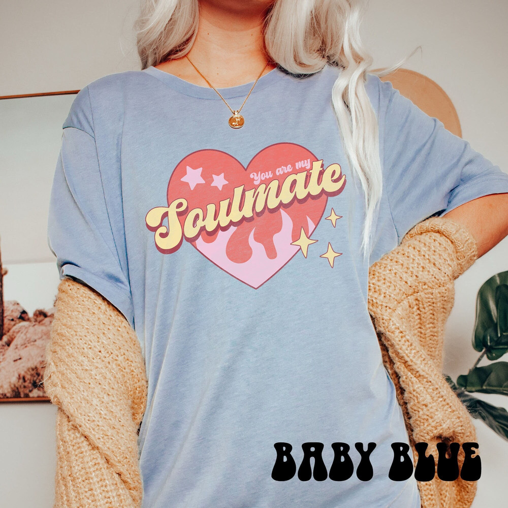 Retro Valentine T-shirt, Soulmate Shirt, Groovy Disco Ball Valentines Day Tee, Cute Flames Hearts Valentines Shirt, Y2k Valentine Crewneck.jpg