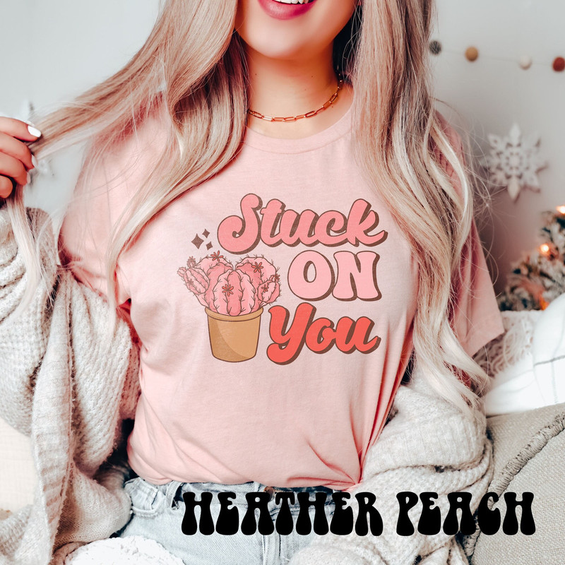 Stuck On You Retro Valentine T-shirt, Groovy Valentines Day Cactus Tee, Cute Hearts Valentines Shirt, Retro Valentines Crewneck Gift.jpg