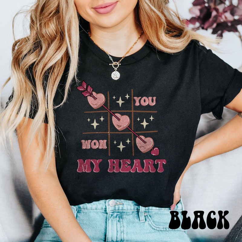 You Won My Heart Shirt, Groovy Retro Valentines Day Shirts For Woman, Cute Tic Tac Toe Tee, Valentines Day Gift, Vintage Valentine Shirt.jpg