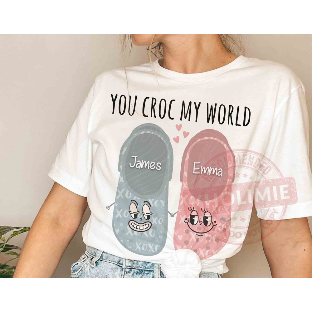 Personalized Valentine Clog Sweatshirt, Custom Couple Shirt, Valentines Day Shirt, Flip Flops Sweatshirt, Valentine Shirt, Girlfriend Shirt.jpg