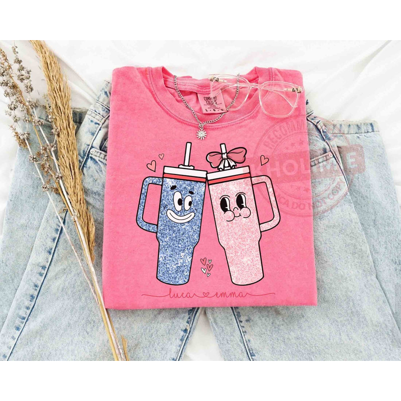 Personalized Valentine's Day Cups Sweatshirt, Faux Glitter Shirt, Valentines Day Shirt, Love Sweatshirt, Valentine Couple Sweatshirt.jpg