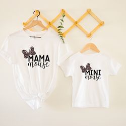 mama mouse and minnie mouse shirt, leopard print minnie head