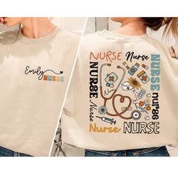 nursing student custom nurse name sweatshirt, rn e