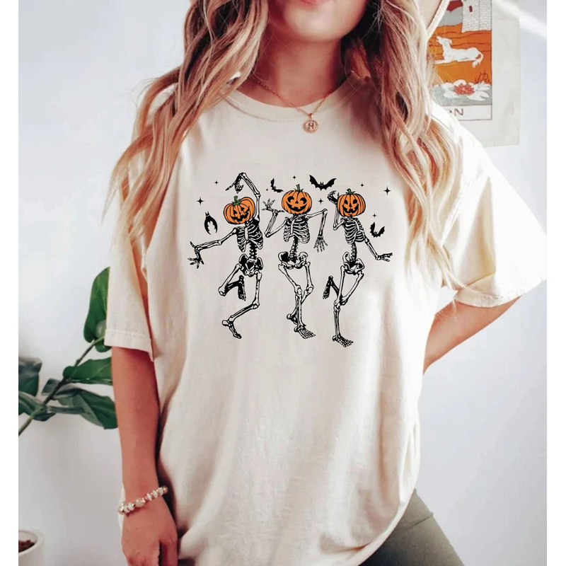 Pumpkin Dancing Skeleton Comfort Colors Shirt, Skeleton.jpg