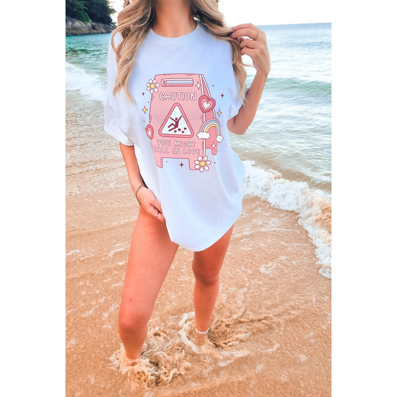 Comfort Colors® Caution You Might Fall in Love, Valentine's Day Shirt, Valentine's Day Shirt, Women's Shirt, Cute Valentine Shirt.jpg