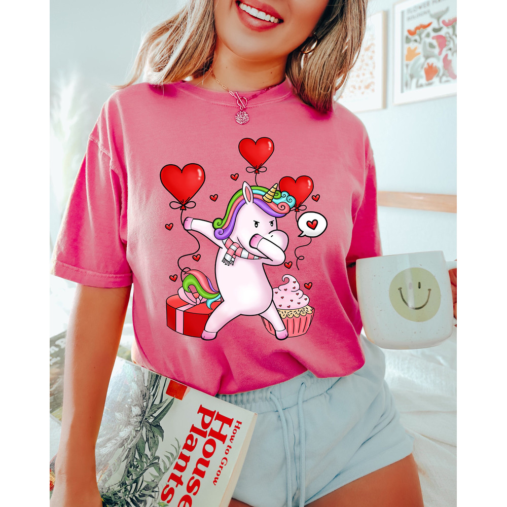 Comfort Colors® Valentine Unicorn Shirts, Shark Valentine's Day Shirt, Valentine Gift, Valentine Outfit, Cute Unicorn Shirt, Shirt for Women.jpg