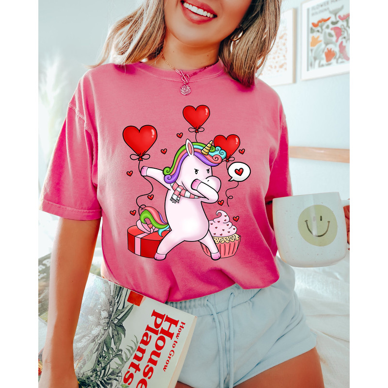 Comfort Colors® Valentine Unicorn Shirts, Shark Valentine's Day Shirt, Valentine Gift, Valentine Outfit, Cute Unicorn Shirt, Shirt for Women.jpg