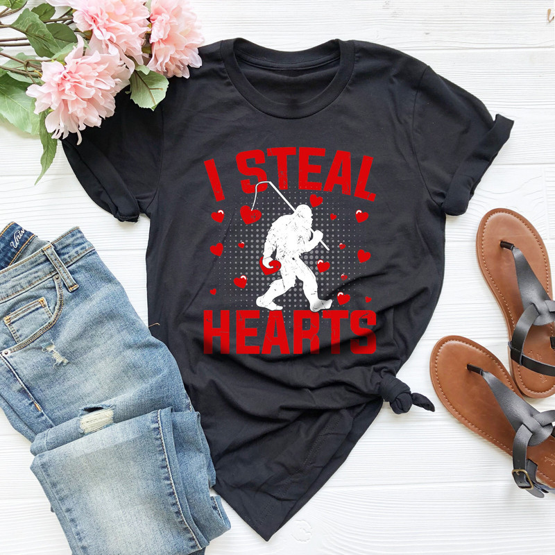 I Steal Hearts Funny Valentine Shirt, Funny Valentine's Day Big Foot Shirt, Sarcastic Valentine T-Shirt, Valentine Tee For Man, Big Foot Tee.jpg