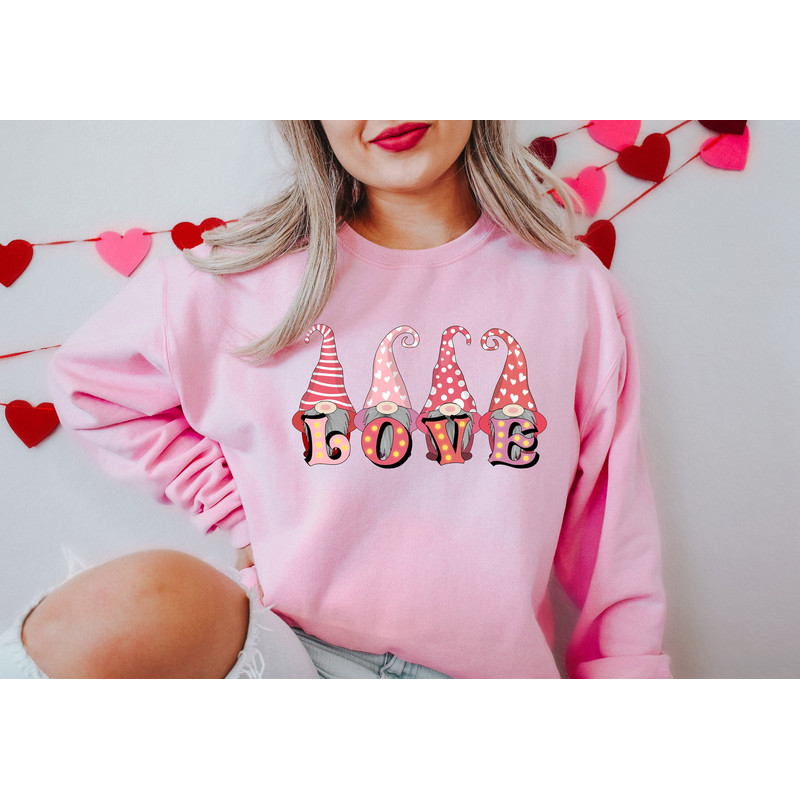 LOVE Gnome Valentines Sweatshirt, Valentines Day Gift, Valentines Day Shirts For Woman, Happy Valentine's Day Shirt, Gnome heart Shirt.jpg