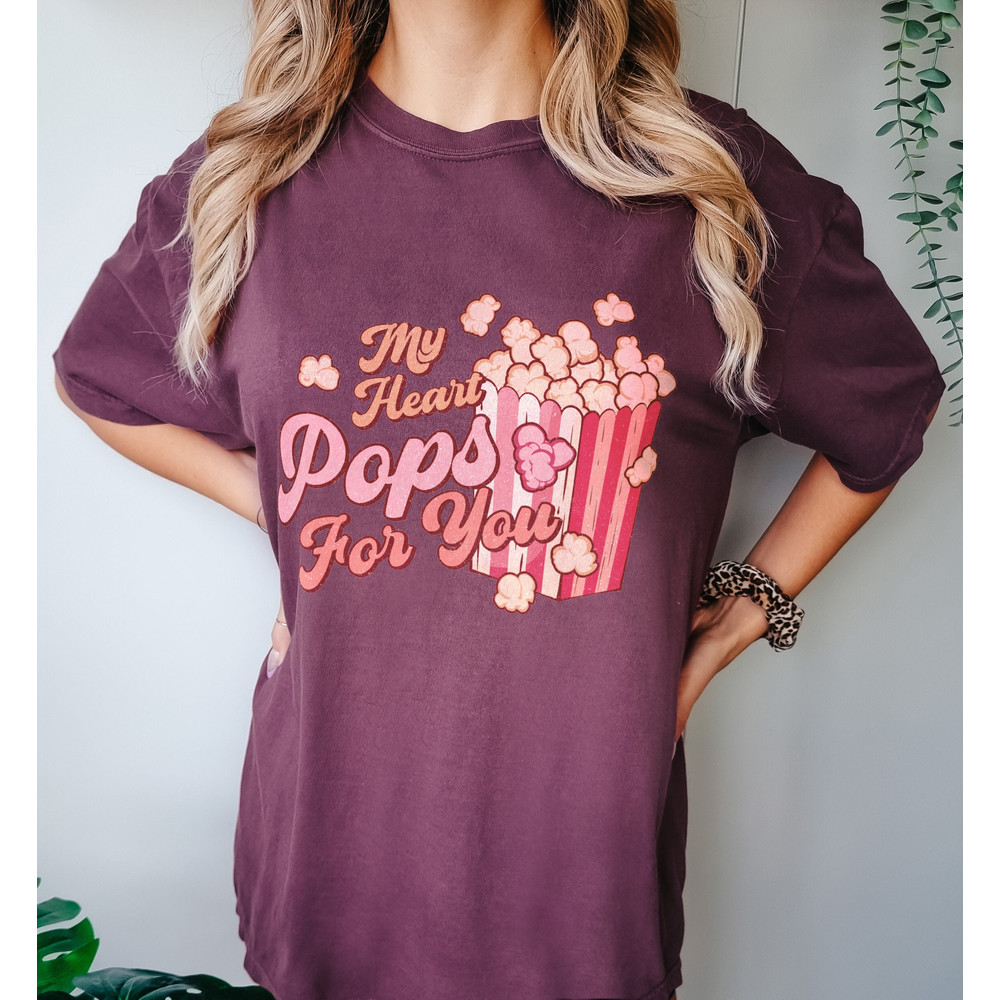 Retro Valentines Day Shirt, Valentines Day Gift For Her, Funny Vintage Tee Shirt, Comfort Colors Shirt, Mid Century Modern Popcorn Valentine.jpg