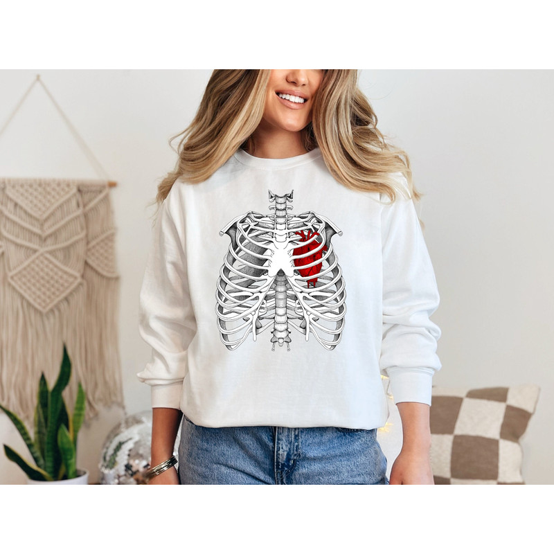 Skeleton Heart Sweatshirt, Anatomical Heart Shirt, Skeleton Heart Valentines Shirt, Valentine's Day Gifts, Gothic Human Heart Shirt 1.jpg