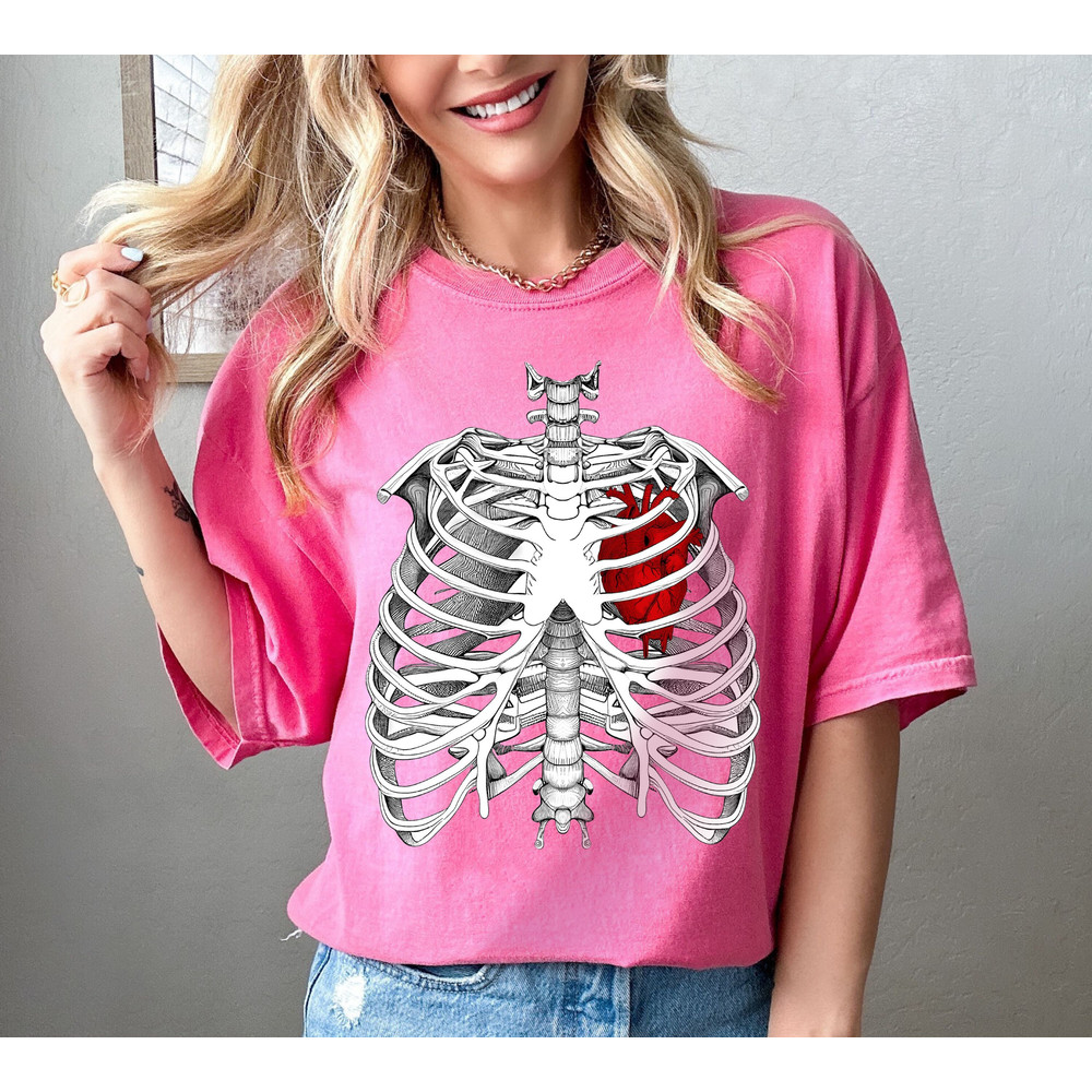 Skeleton Heart Valentines Shirt, Anatomical Heart Shirt, Skeleton Heart Shirt, Heart Shirt, Human Heart Shirt, Skeleton Shirts, Anatomy Tees.jpg
