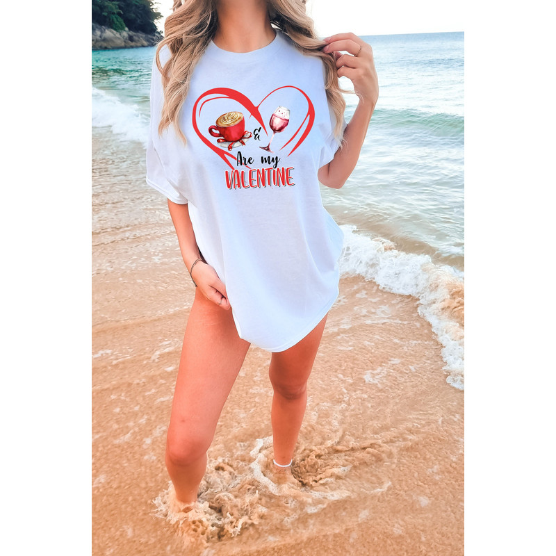 Valentine Pink Coffee Latte Wine T-shirt, Women Valentines Day Shirts, Retro Valentines Day Shirt, Valentines Tee, Coffee Lover Shirts.jpg