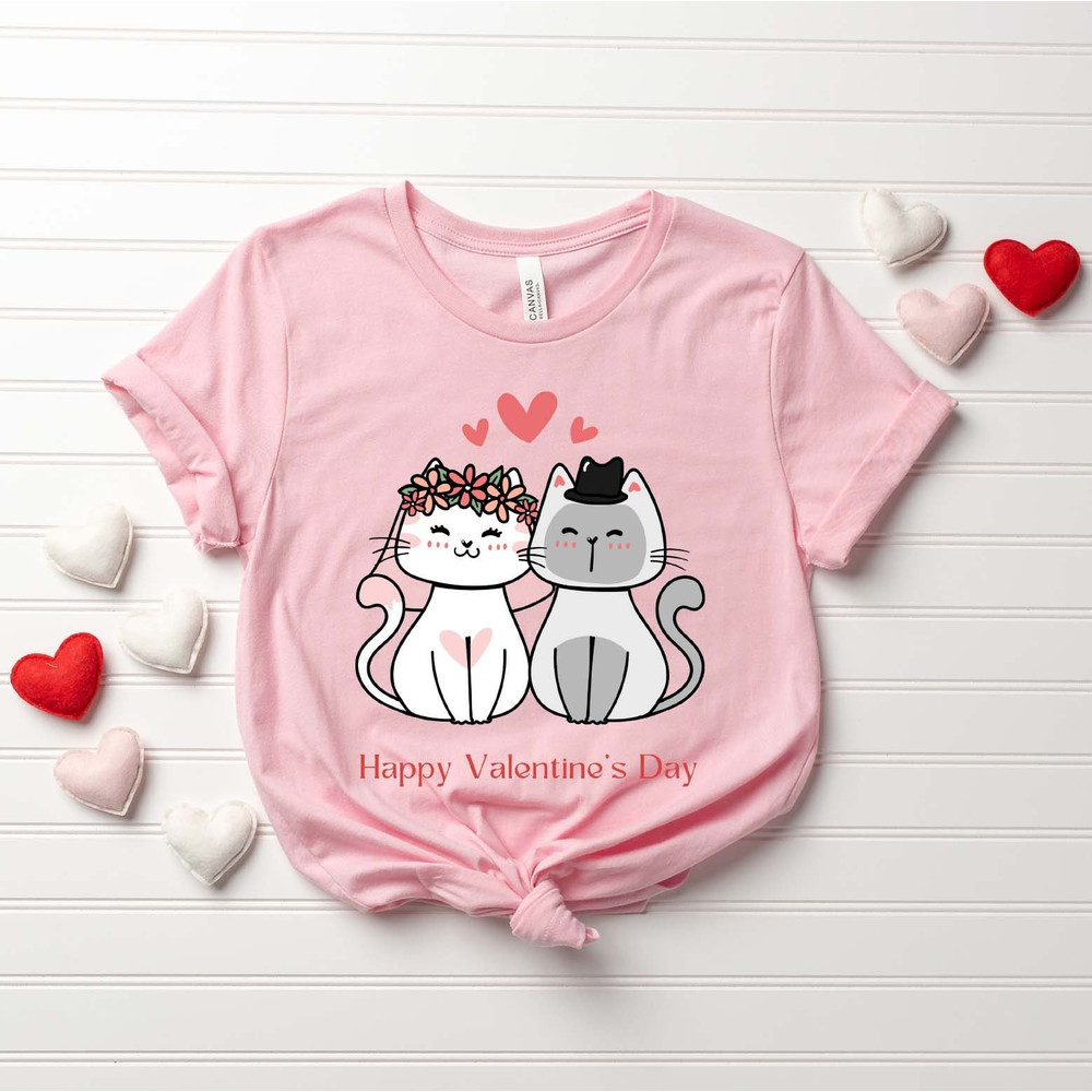 Valentine's Day Love Cats Shirt, Valentine Cats Shirt, Cats Lover Valentine Gift, Cute Cats Shirt, Cute Cat Tee, Couple Matching Shirts 1.jpg