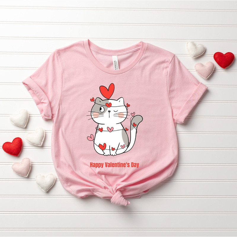 Valentine's Day Love Cats Shirt, Valentine Cats Shirt, Cats Lover Valentine Gift, Cute Cats Shirt, Cute Cat Tee, Couple Matching Shirts.jpg