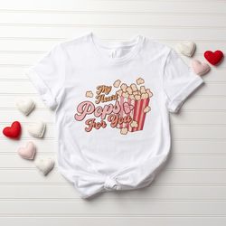 you make my heart pop shirt, happy valentine day gifts shirt, trendy valentine gift for her him tees, popcorn lover coup