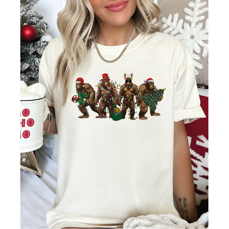 Bigfoot Christmas Lights Shirt, Sasquatch Christmas Shirt, Cute Christmas Family Shirt.jpg