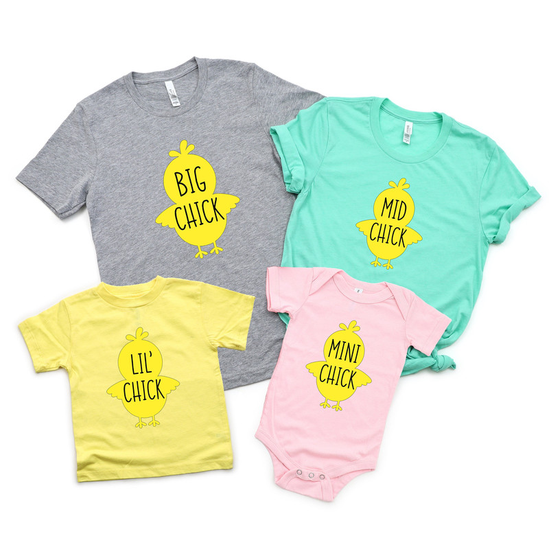 Chick Family Shirt, Easter Family Shirt, Easter Kids Shirt, Big Chick, Lil' Chick, Mid Chick, Mini Chick, Easter Eggs Tee, Easter Family Tee.jpg
