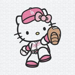 Pink Hello Kitty Play Baseball Los Angeles Dodgers Svg