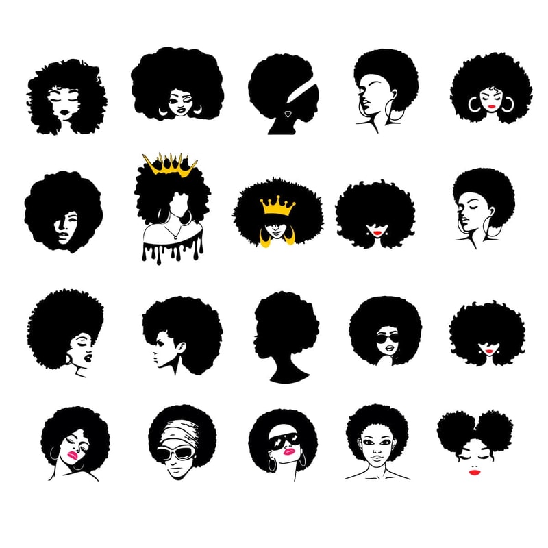 Afro Woman Bundle Svg, Afro Woman Vector, Afro Woman Silhouette, Afro Oman Birthday.jpg