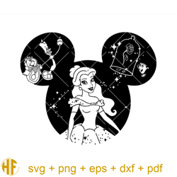 belle princess svg, disney mickey minnie ears svg, belle svg