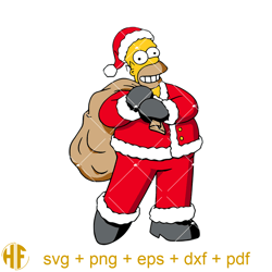 homer simpson santa claus svg, the simpsons christmas svg.jpg