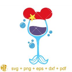mermaid wine glass svg, disney wine svg, ariel princess svg.jpg