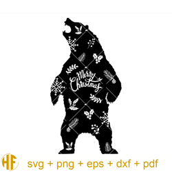 merry christmas bear svg, fierce bear svg, flower bear svg.jpg