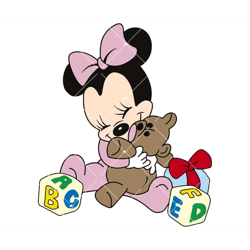 baby minnie hugs teddy bear svg, baby minnie svg
