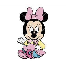 baby minnie sitting waving svg, cute baby minnie svg