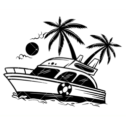cruise ship with palm tree svg, cruise scene svg