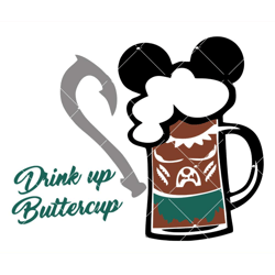 drink up buttercup svg, maui beer svg, moana wine glass svg