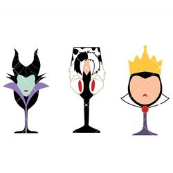 evil queens wine glasses svg, villains wine glasses svg