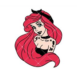 punk ariel svg, princess ariel svg, little mermaid svg