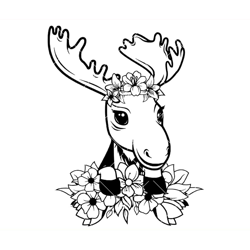 cutest floral moose svg, flower moose svg, wild animal svg