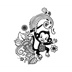 monkey mandala zentangle svg, cute monkey svg