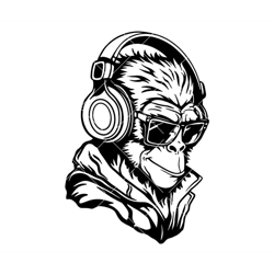 monkey music face svg, monkey headphones svg, monkey svg
