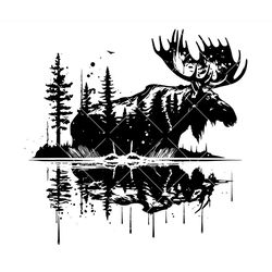 moose wild svg, moose silhouette, deer silhouette