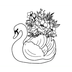 swan wildflower svg, swan flower bouquet svg, swan flower