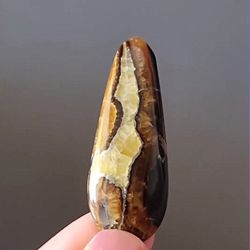 rare high quality simbircite-ammonite with silver pyrite natural stone cabochon 44 x 17 x 6 mm , cabochon for jewelry