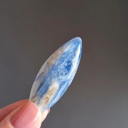 kyanite natural stone cabochon, 52 x 18 x 6 mm, natural gemstone, blue kyanite, for jewelry making, flat back cab