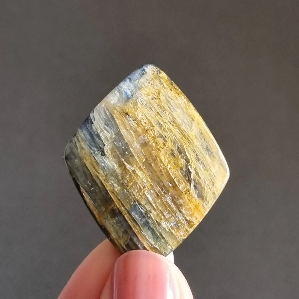 Twocolor Kyanite Natural Stone Cabochon 37 X 30 X 5 Mm Natural Gemstone Blue Kyanite Yellow Kyanite 0