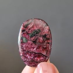 rare high quality purple eudialyte natural stone cabochon 30 x 21 x 5 mm , russian stone , eudialyte gemstone cabochon f