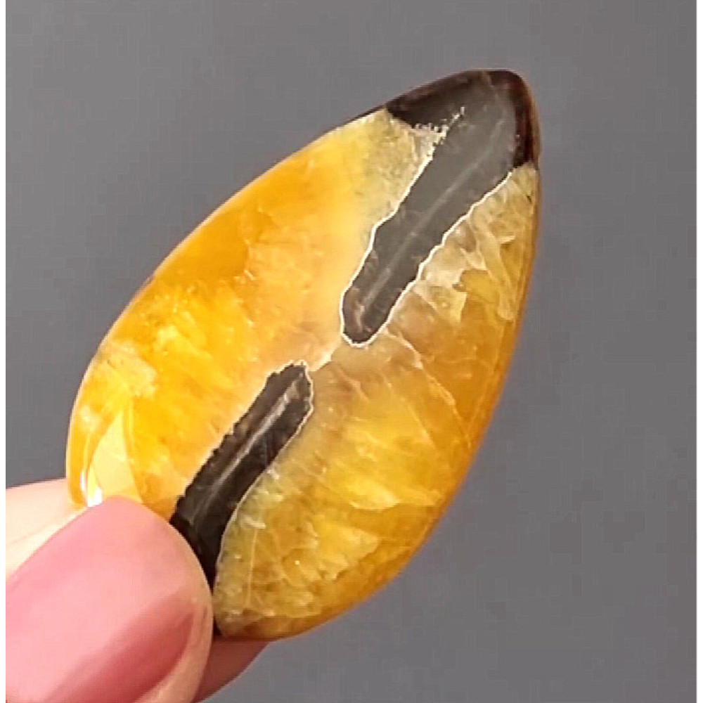 Rare High Quality Simbirciteammonite With Silver Pyrite Natural Stone Cabochon 44 X 26 X 5 Mm  Cabo 0