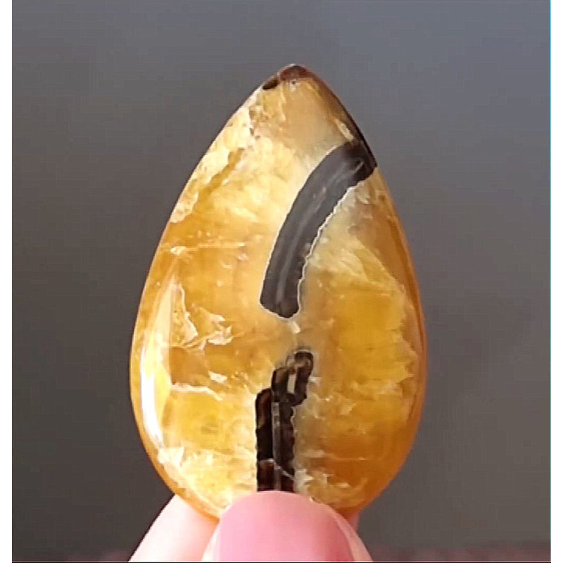 Rare High Quality Simbirciteammonite With Silver Pyrite Natural Stone Cabochon 43 X 27 X 6 Mm  Cabo 0