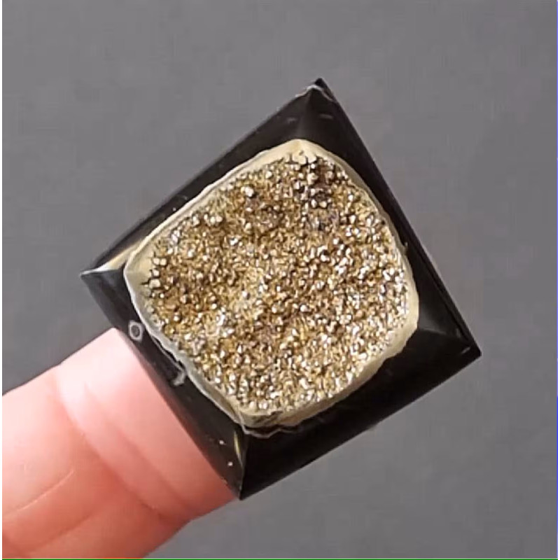 Rare High Quality Ammonite Fragment With Pyrite Designer Cabochon 34 X 32 X 6 Mm Cabochon For Jewel 0
